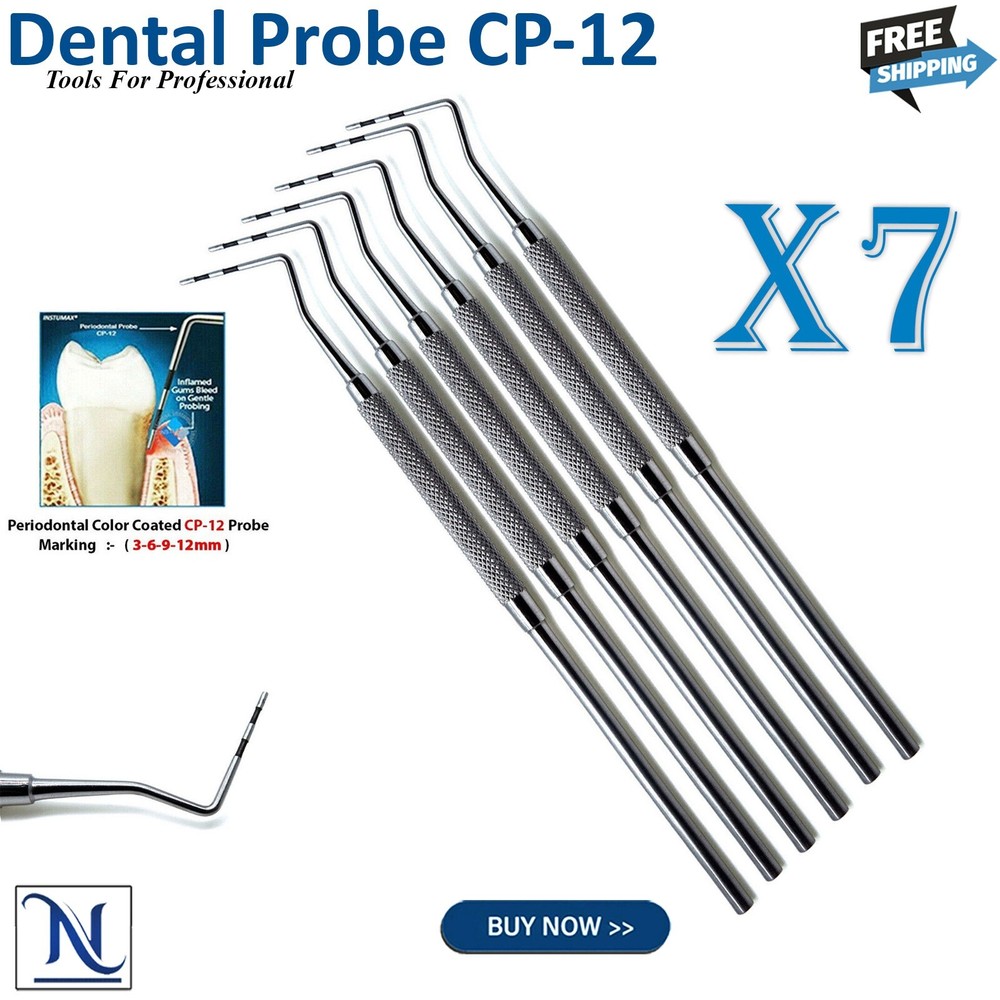 Perio CP-12 Probes 3-6-9-12m Single End Dental Diagnostic Examination Probe 7Pcs