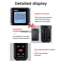 S8608 LCD Light Meter Digital Illuminance Meter Luxmeter Photometer 200000Lux