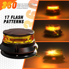 LED Amber Strobe Beacon Lights, Safety Warning Emergency Hazard Rotating Flashin