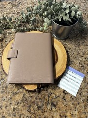Moterm A5 Taupe Notebook Cover with Strap Closure, Card Slots