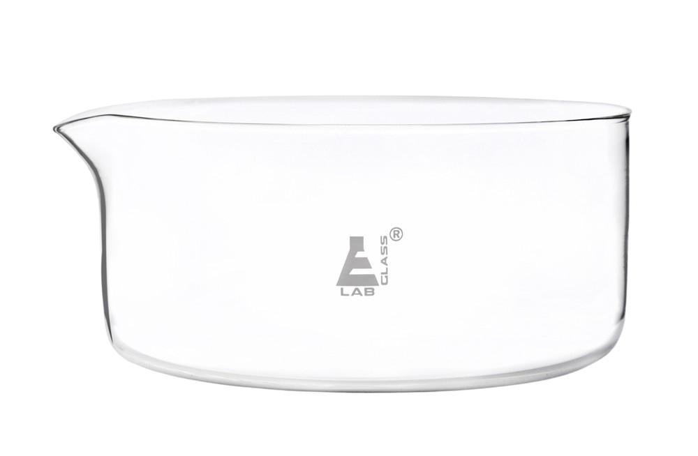 Crystallizing Dish, 3500ml – Flat Base, Spout – Borosilicate Glass – Eisco Labs