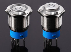 16mm 12V LED High Head Push Button Switch Latching/Momentary with Wire Socket