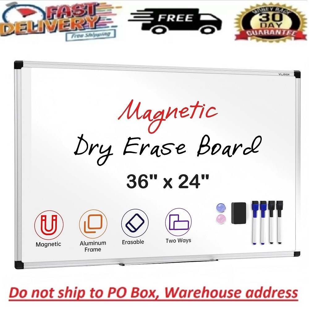 36 X 24 inches Magnetic Dry Erase Board with Aluminum Frame, Whiteboard