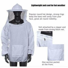 Bee Keeping Suit Jacket Smock Hat Protective Coat Veil Beekeeping Pull Tops Over