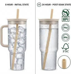 12 Inch Wide 10mm Sugarcane Straws for Smoothies & Stanley 40oz Tumbler, 24H