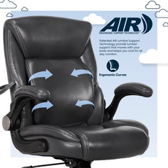 Air Lumbar Bonded Leather Manager Office Chair, Gray Faux Leather