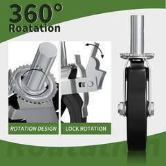 8 Inch Scaffolding Wheels, Scaffold Caster with Dual Locking Brakes, Heavy Duty