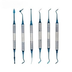 6Pcs Dental Resin Filling Spatula Titanium Plated Head Composite Instrument Kit