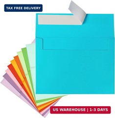 Colored Envelopes Self Seal A7 50 Pack, 10 Colors, Goefun 5.25 x 7.25 Printable