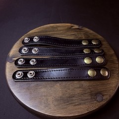 Duty Belt Keeper High Gloss Black Leather Brass Double Snaps 7.25” (Lot of 4)
