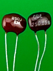 250pF 500V ~ CDE & EM ~ SILVER MICA DIPPED CAPACITORS ~ LOT of: 10, 25 or 100