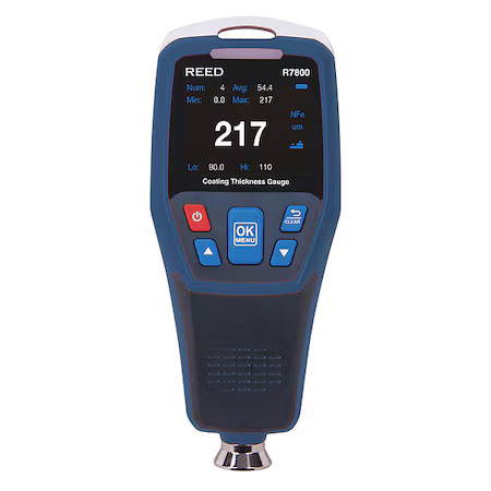 Reed Instruments R7800 Thickness Gage, 0.1 To 49.2 Mil, Digital