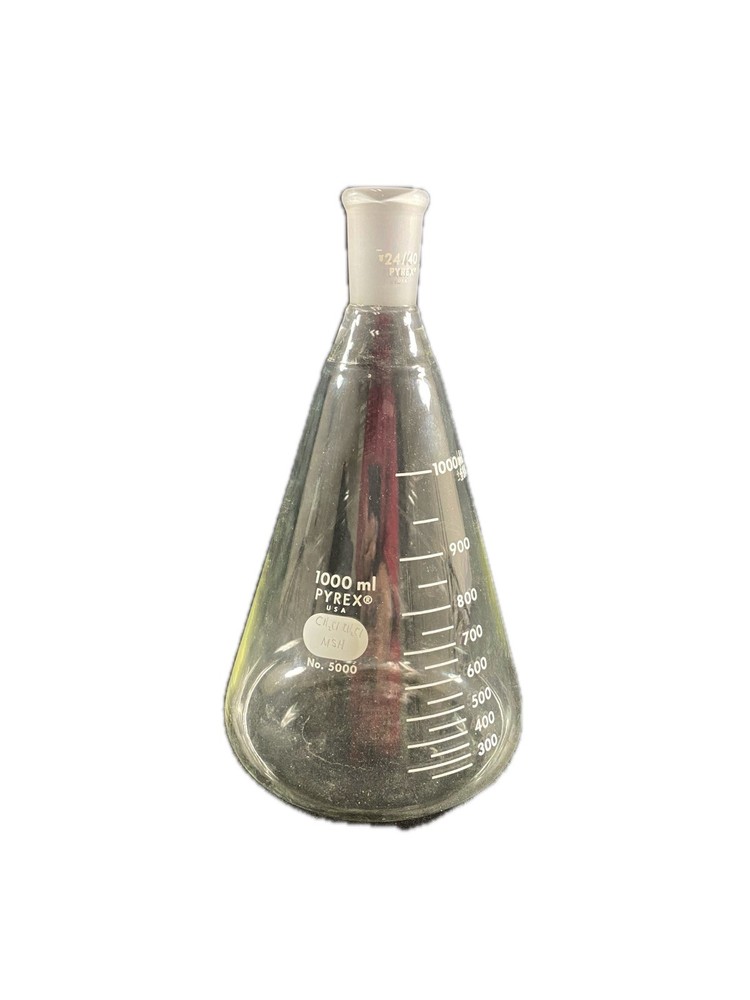 PYREX 1000mL Glass Narrow Mouth Graduated Erlenmeyer Flask with 24/40 5000-1000