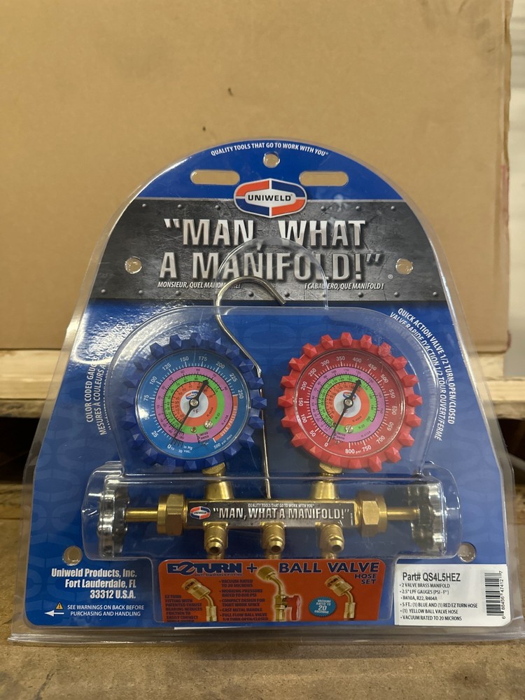 Uniweld QS4L5HEZ 2-Valve Manifold w/ 5ft Soft Magic® EZ-Turn Anti-Blowback Hoses