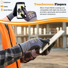 Work Gloves Microfoam Nitrile Coated Men -6 Pairs, Safety Warehouse Gloves Me…