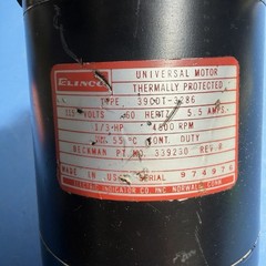 CLINCO 1/3 HP Universal Motor 115V 4500 RPM 5.5A Thermally Protected. Read