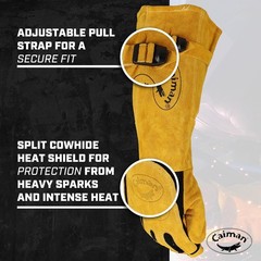 Caiman 1878-5 1878 Welding Gloves, Extended Gauntlet Cuff, Wing Thumb, Premium