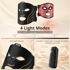 Aimilove LED Light Therapy Mask for Face & Neck,4 Modes Red Blue Black