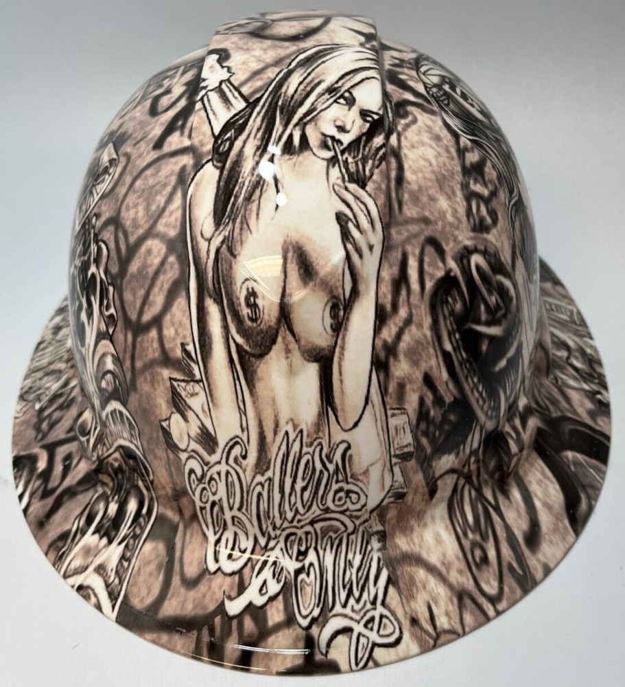 New Full Brim Hard Hat Custom Hydro Dipped BALLERS ONLY