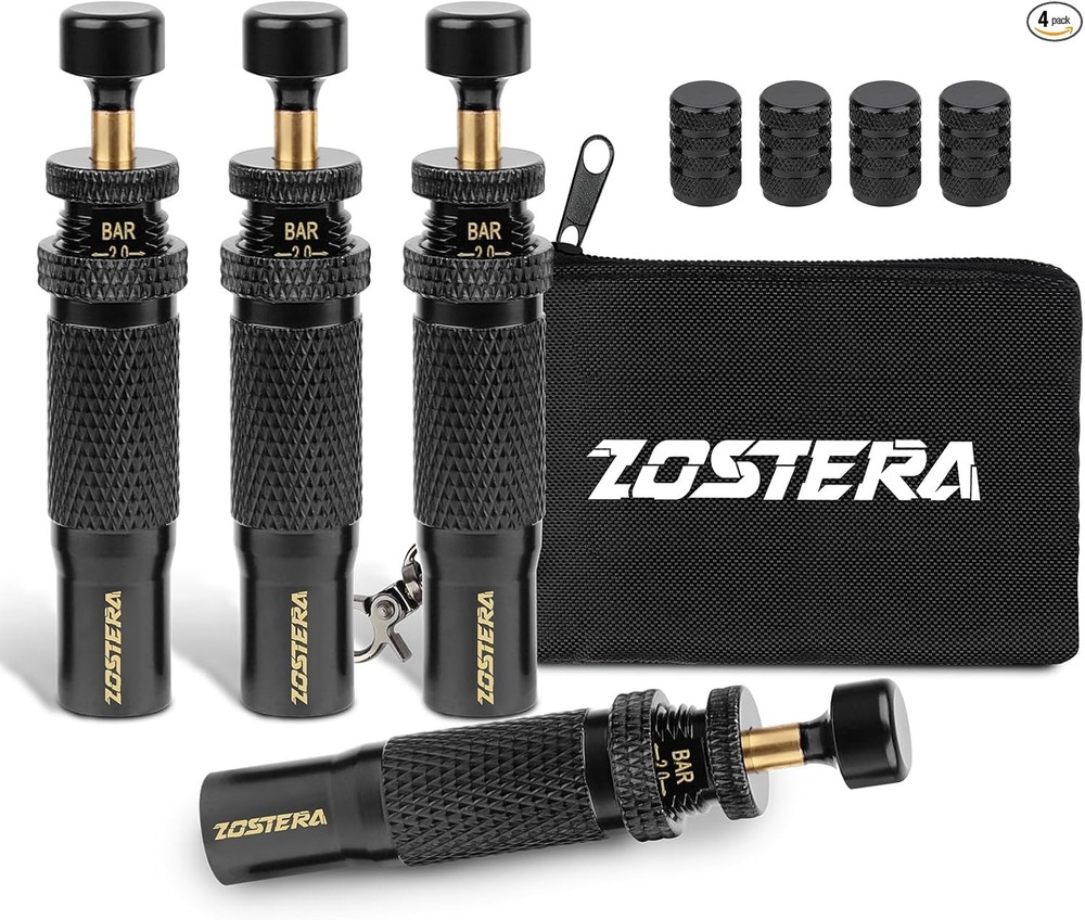Adjustable Auto-Stop Tire Deflator Valve Kit (10-30 PSI) 4 PCS Screw-on Tyre Air