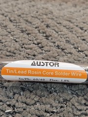 (QTY 6) Austor Tin/Lead Rosin Core Solder Wires 60/40 0.6mm Dia, 20g 1.8% Flux