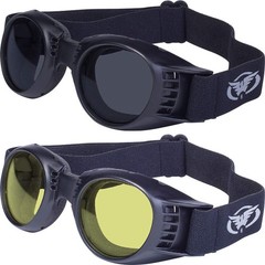 2 Paragon Motorcycle Goggles One Super Dark & One Yellow Tint Lens Black Frames