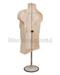 4 pack Male Torso Mannequin Forms FLESH w/4 Stands +4 Hanging Hooks Men Clothing