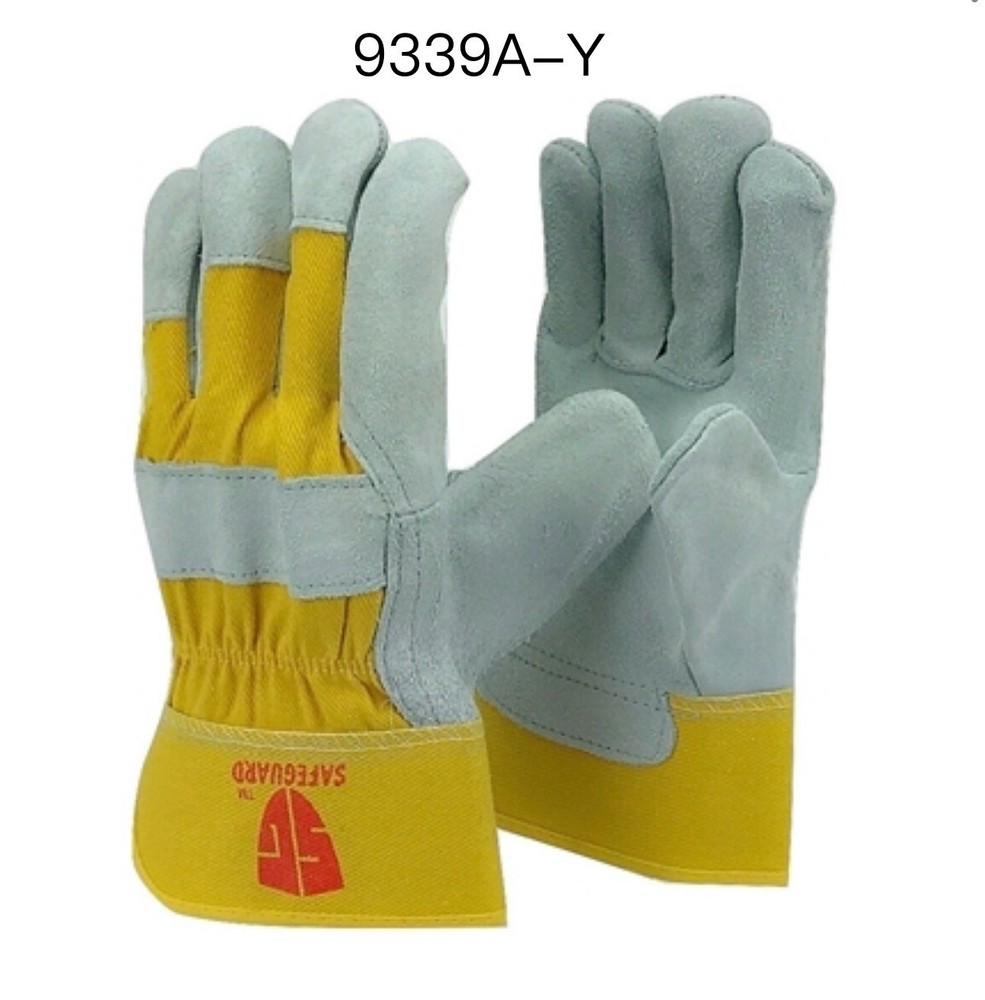 12 pairs Leather Palm Safety Split Cowhide Welding Cuff Work Gloves 9339