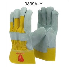 12 pairs Leather Palm Safety Split Cowhide Welding Cuff Work Gloves 9339