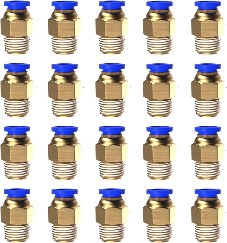 20Pcs 1/4″ Tube OD X 1/8 NPT Male Push to Connect Fittings – Air Water Quick Con