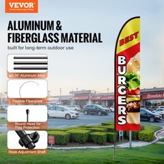 VEVOR Burger Restaurant Advertising Feather Flag Kit Swooper Flag Poles 16.3 FT