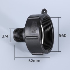 275 330 Gallon IBC Tote Adapter Garden Hose 2 NPT (NPS) Fine Thread To 3/4 Male