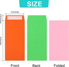 Colorful Cash Envelopes 120 Pack 3.5 X 6.5 Inch – Money Envelopes for Cash, 80 G