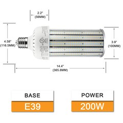 (2-Pack) 800W Equival 200W LED Corn Light E39 Industrial Warehouse Factory Bulb