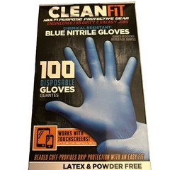 Clean fit Chemical Resistant Nitrile Gloves Size Medium 5ml Thickness 100 Gloves