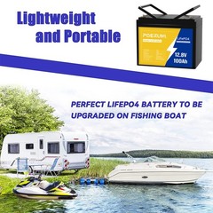 100Ah 12V LiFePO4 Lithium Battery Built-in BMS Cycle Deep for Solar RV Off-grid