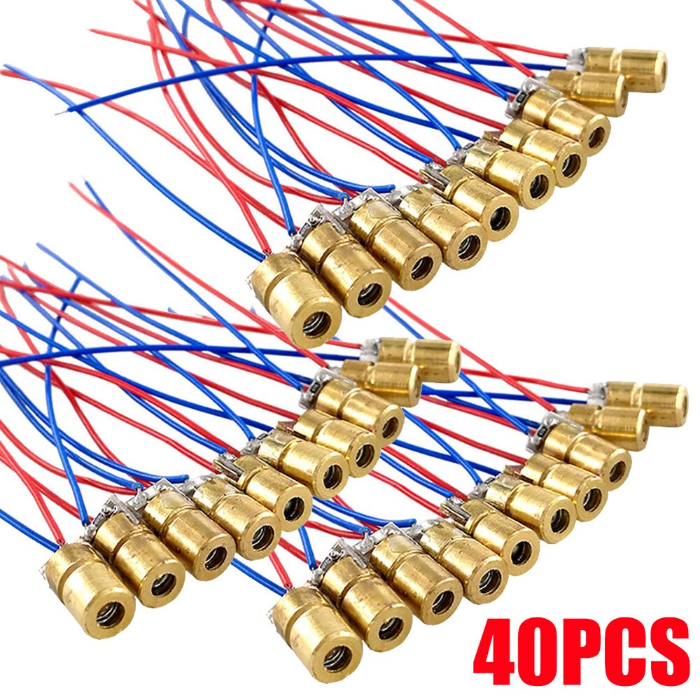 40PCS 650nm 6mm 5V 5mW Red Laser Dot Diode Module with Brass Diode Housing USA