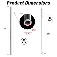 20 Pieces 8 Inches Long Clear Glass Tubes for 8 inches x 0.5 inches,