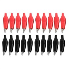 20pcs Black Red Soft Plastic Coated Testing Probe Aligator Clips Crocodile 28MM