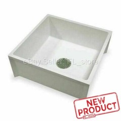 Floor Mount Mop Sink Service Basin 24 x 24 x 10″ Single Bowl Center Drain White