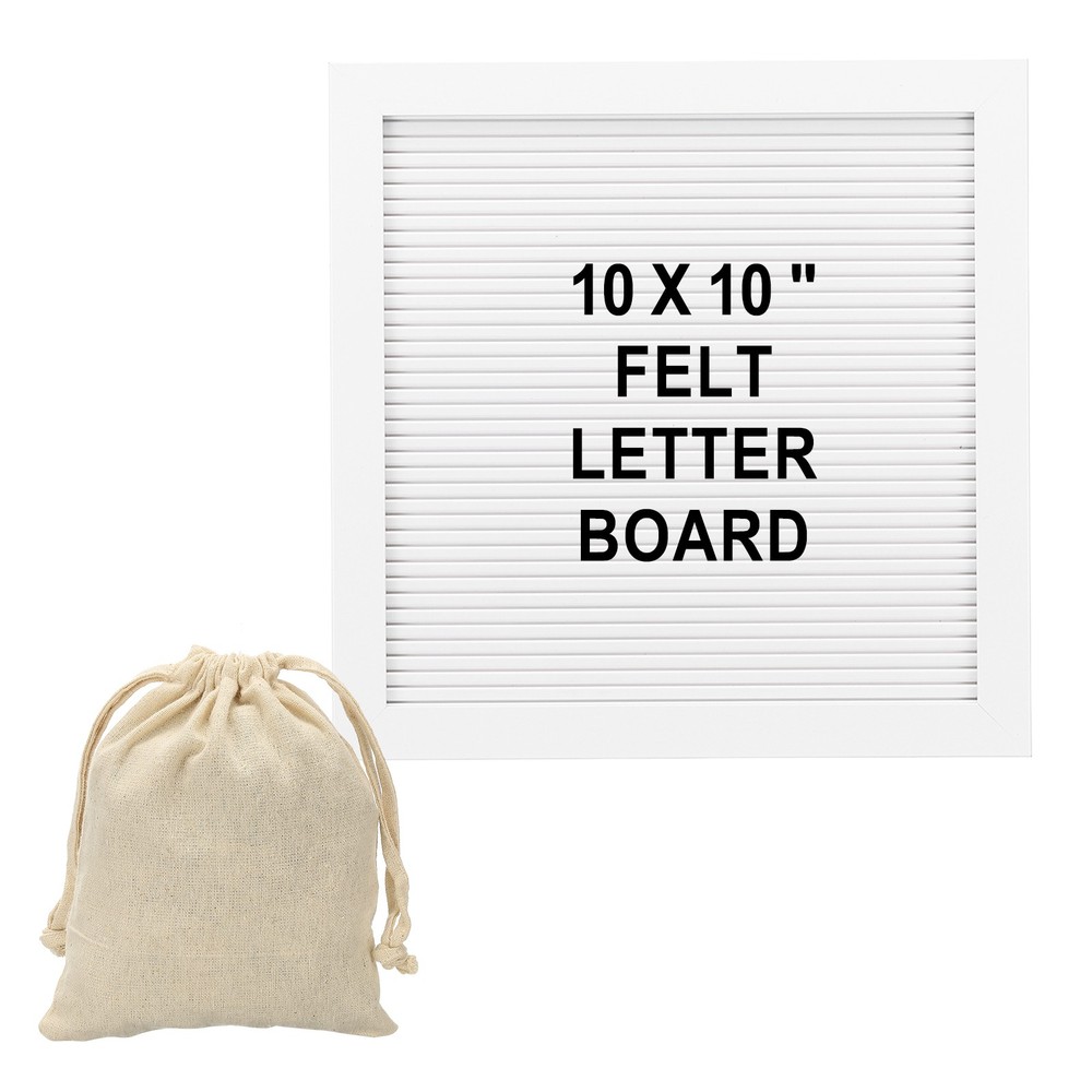 Felt Letter Board, 10×10″ White Plastic Message Board, Black Bronze Letter