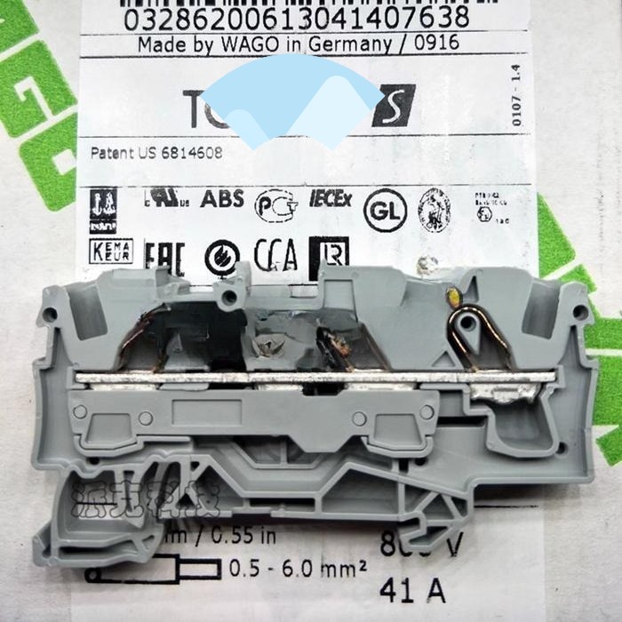 100pcs/box New 2006-1301 Self-locking rail-mounted 3-wire terminal