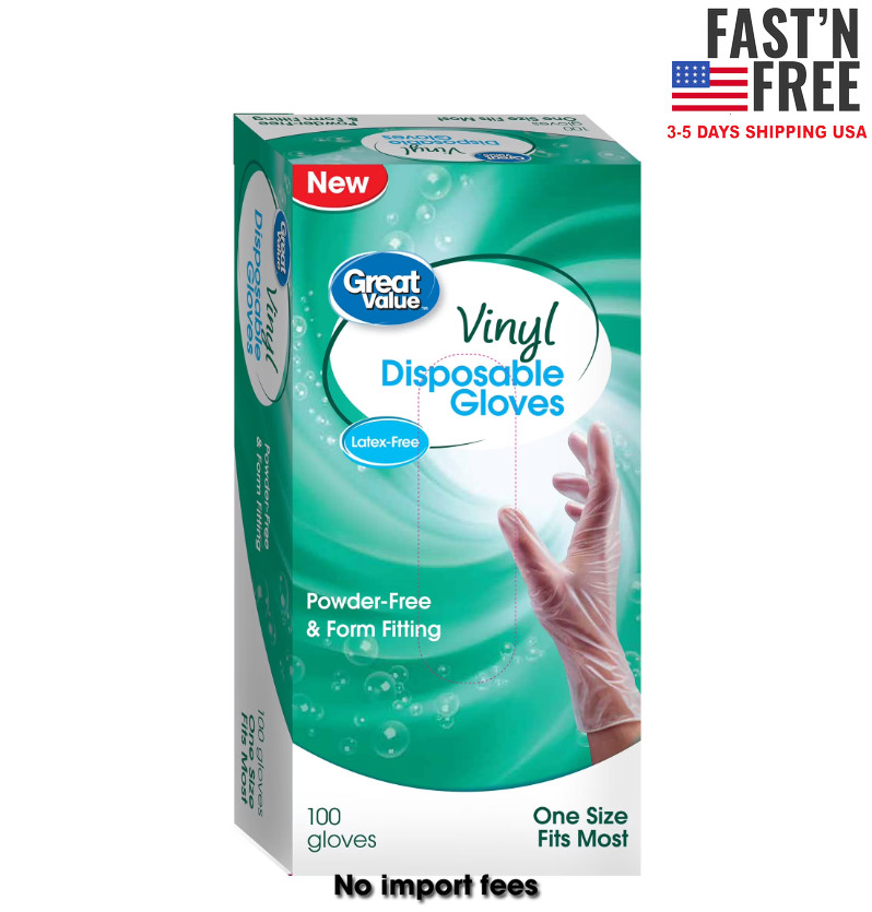 Great Value Disposable Vinyl Gloves, 100 Count