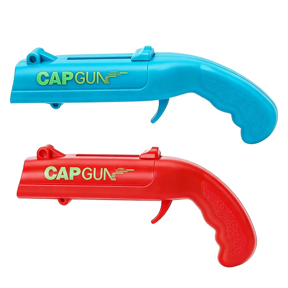 Bottle Opener with Cap Launcher – Funny Shooting Gun for Parties, L, Red-Blue