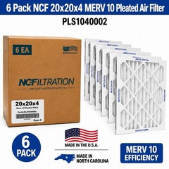 6 Pack NCF 20x20x4 MERV 10 Pleated Air Filter PLS1040002 New