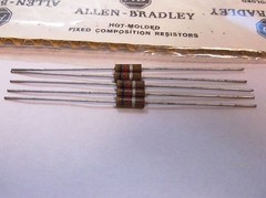 5 Allen Bradley Carbon Comp Resistors 1k 1/2W 10%