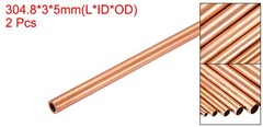 5mm ODx1mm Wall Thicknessx300mm(11.8″) Length Copper Round Tube(Pack of 2)