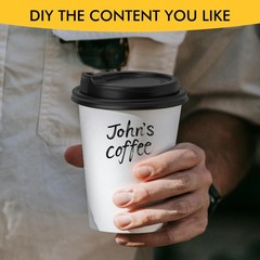 RACETOP [100 pack] Disposable Coffee Cups with 12 Ounces, White-Black Lids