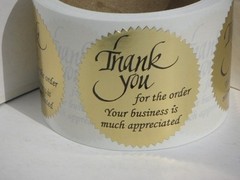Thank you for the order Your business is much appreciated Label gold 250/rl, 2.5