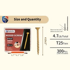 #10 x 3″ Deck Screws T25 Torx Drive Self Tapping Wood Decking Fencing Screws US